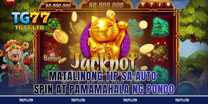Pag-set ng auto spin at bankroll sa JILI slot ng TG77